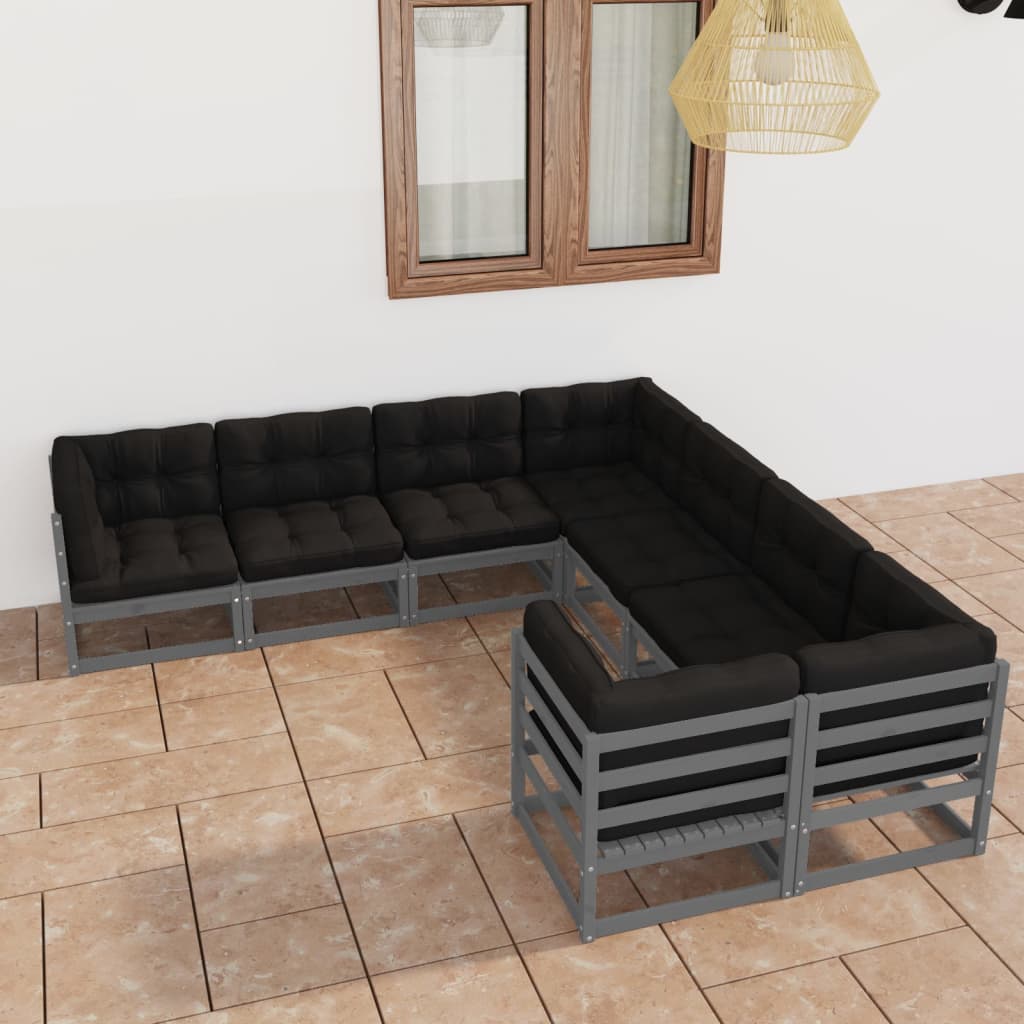 vidaXL 8 pcs conjunto lounge de jardim pinho maciço