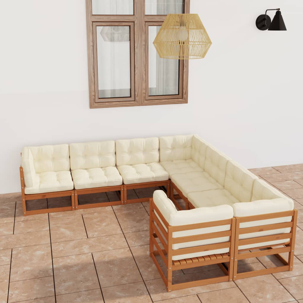 vidaXL 8 pcs conjunto lounge de jardim pinho maciço
