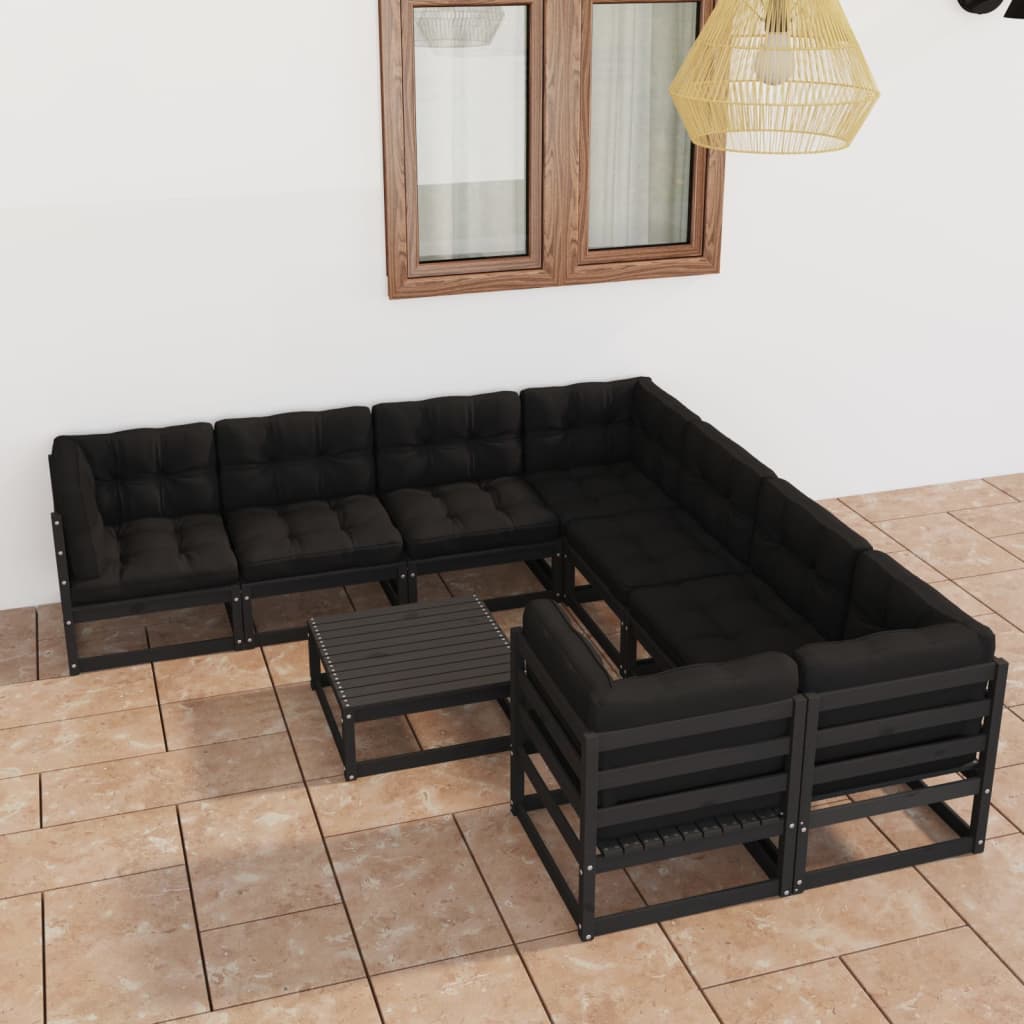vidaXL 9 pcs conjunto lounge de jardim pinho maciço