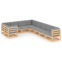 vidaXL 9 pcs conjunto lounge de jardim pinho sólido