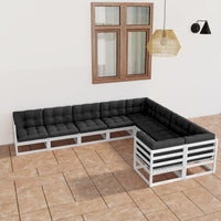 vidaXL 9 pcs conjunto lounge de jardim pinho sólido