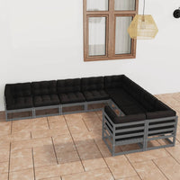 vidaXL 9 pcs conjunto lounge de jardim pinho sólido