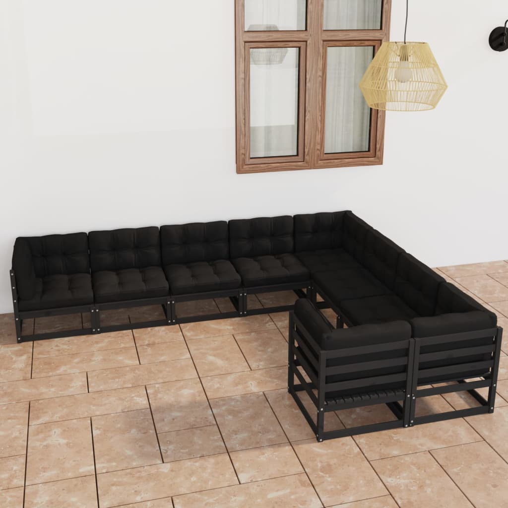 vidaXL 9 pcs conjunto lounge de jardim pinho sólido