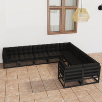 vidaXL 9 pcs conjunto lounge de jardim pinho sólido