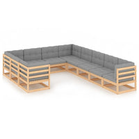 vidaXL 10 pcs conjunto lounge de jardim pinho maciço