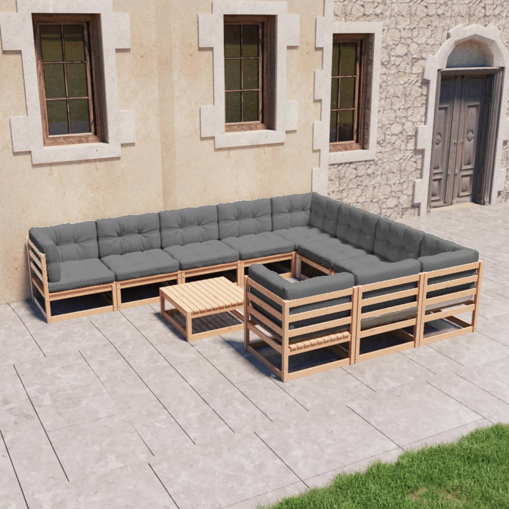 vidaXL 11 pcs conjunto lounge de jardim pinho maciço