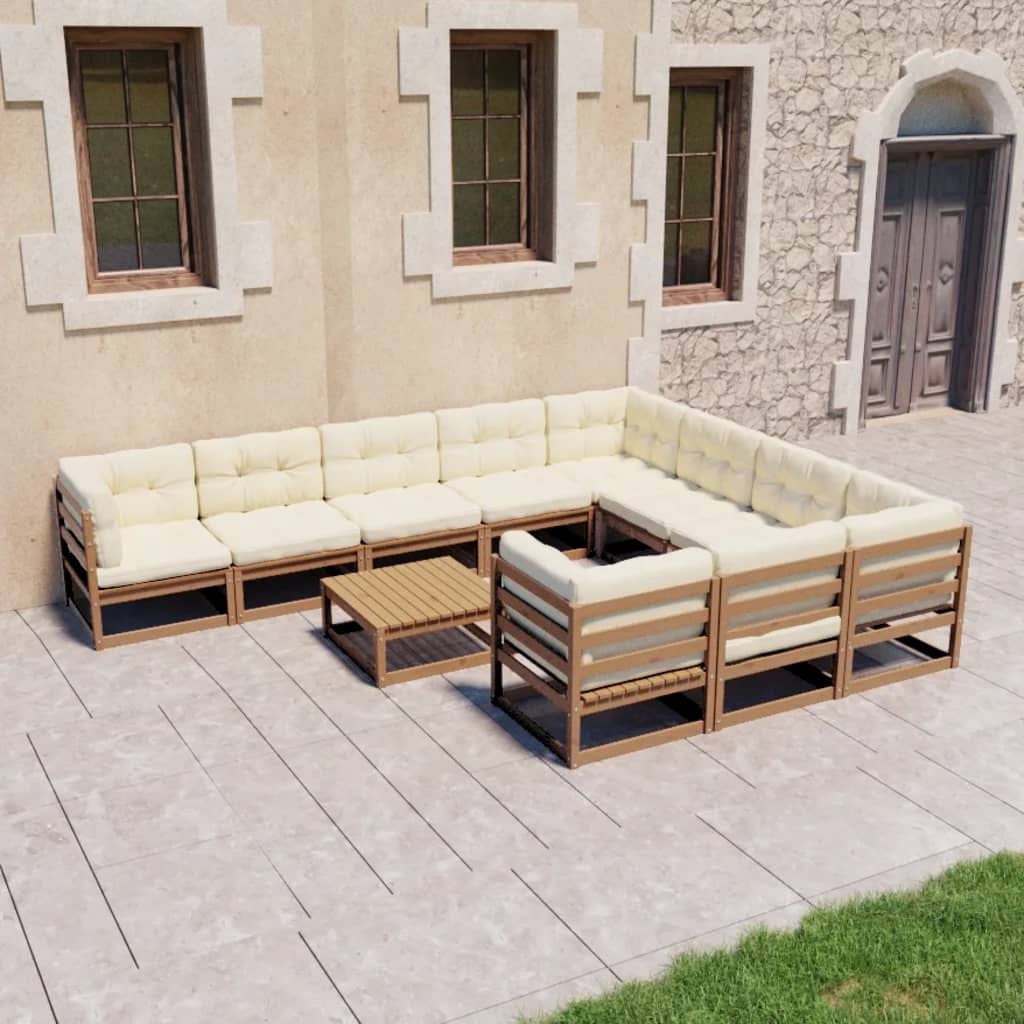 vidaXL 11 pcs conjunto lounge de jardim pinho maciço
