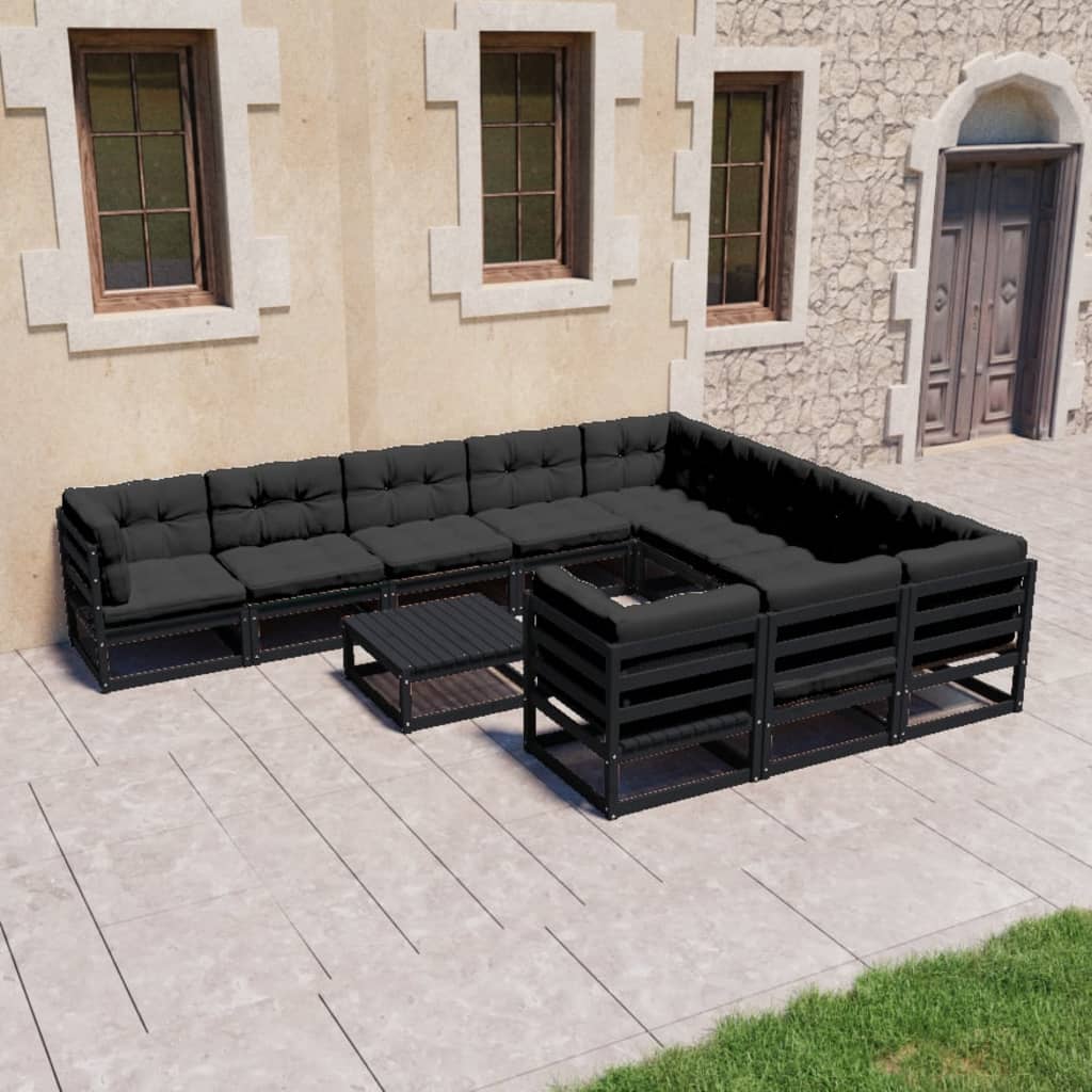 vidaXL 11 pcs conjunto lounge de jardim pinho maciço