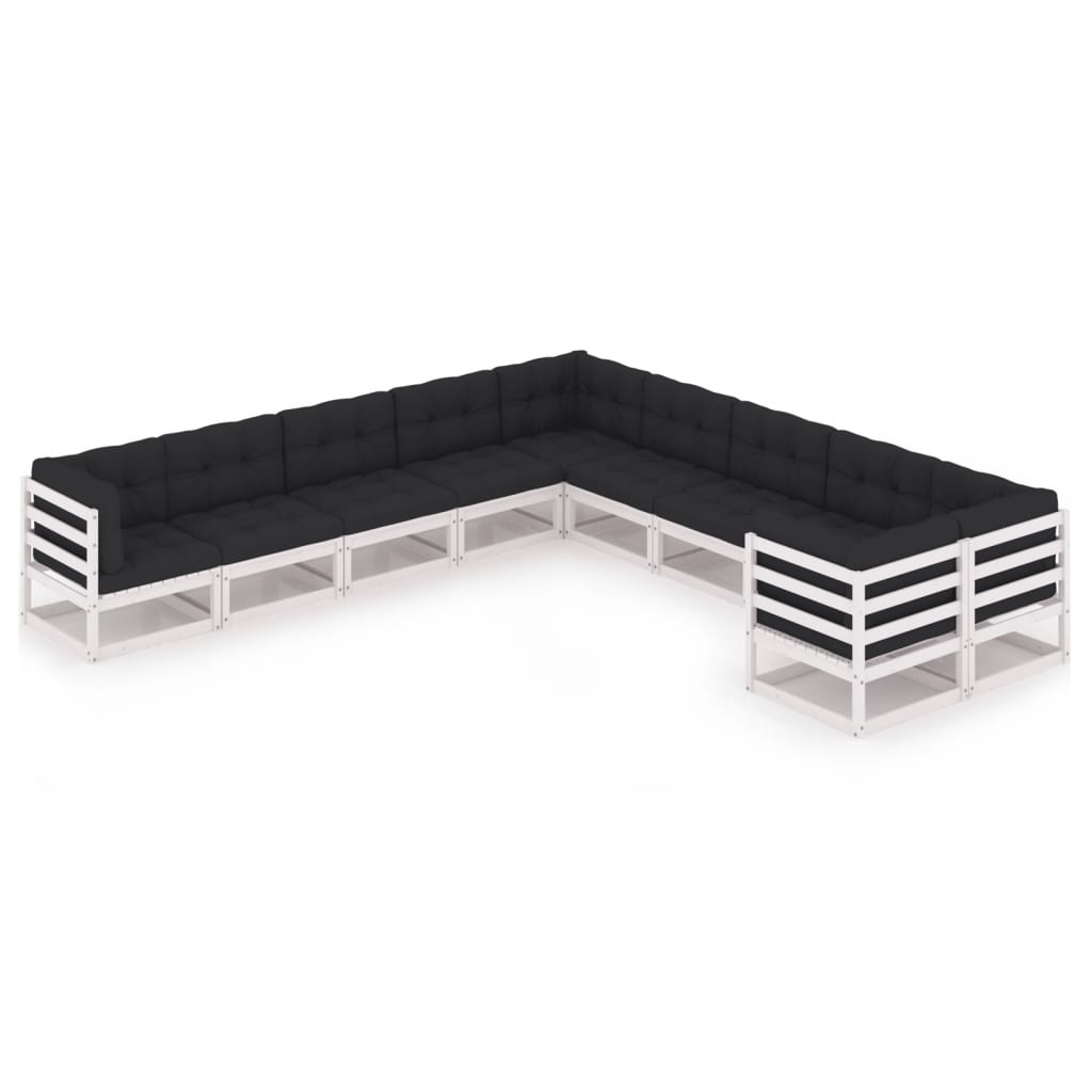 vidaXL 10 pcs conjunto lounge de jardim pinho maciço
