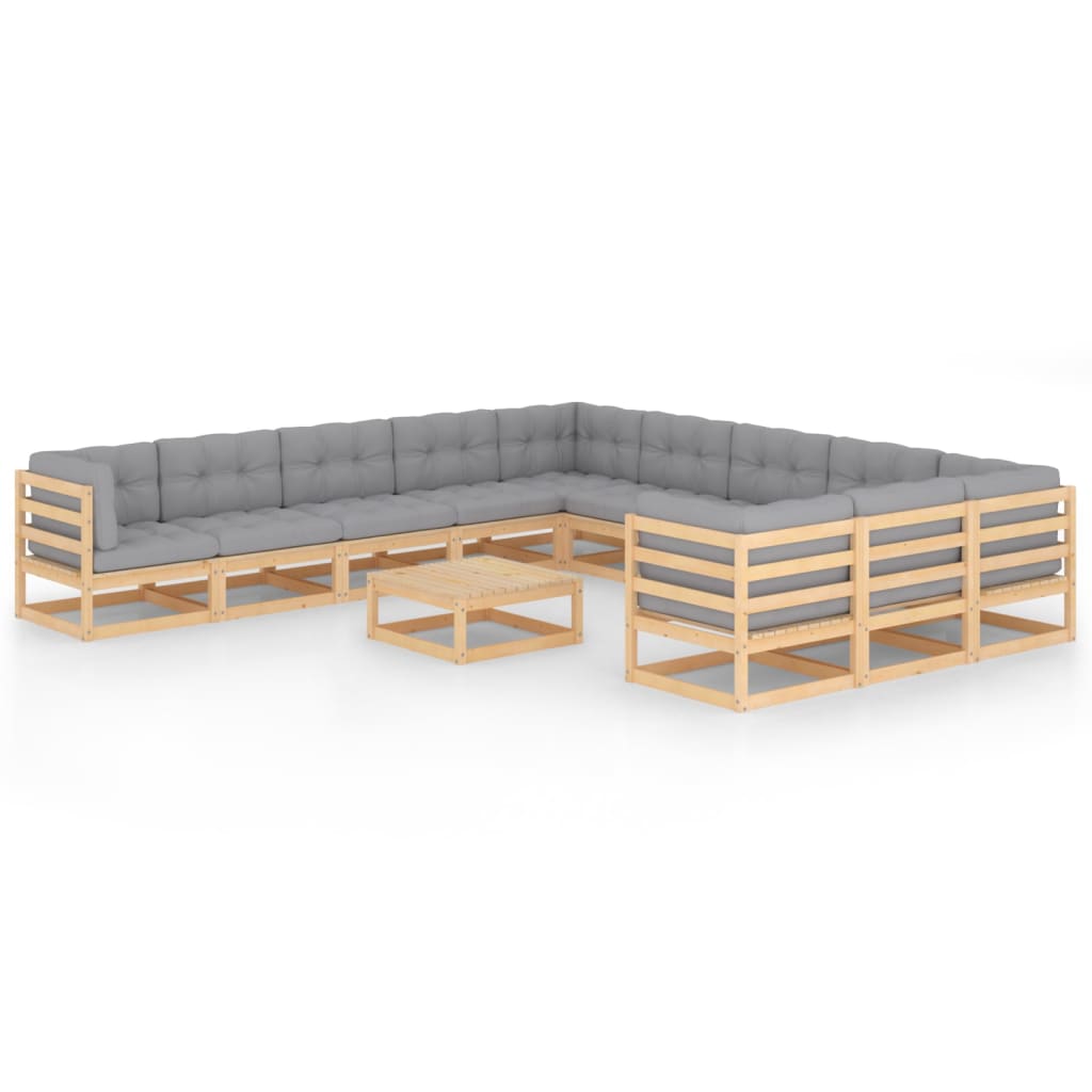 vidaXL 12 pcs conjunto lounge de jardim pinho maciço