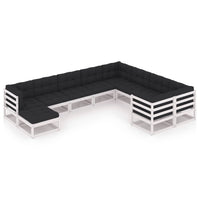 vidaXL 10 pcs conjunto lounge de jardim c/ almofadões pinho maciço