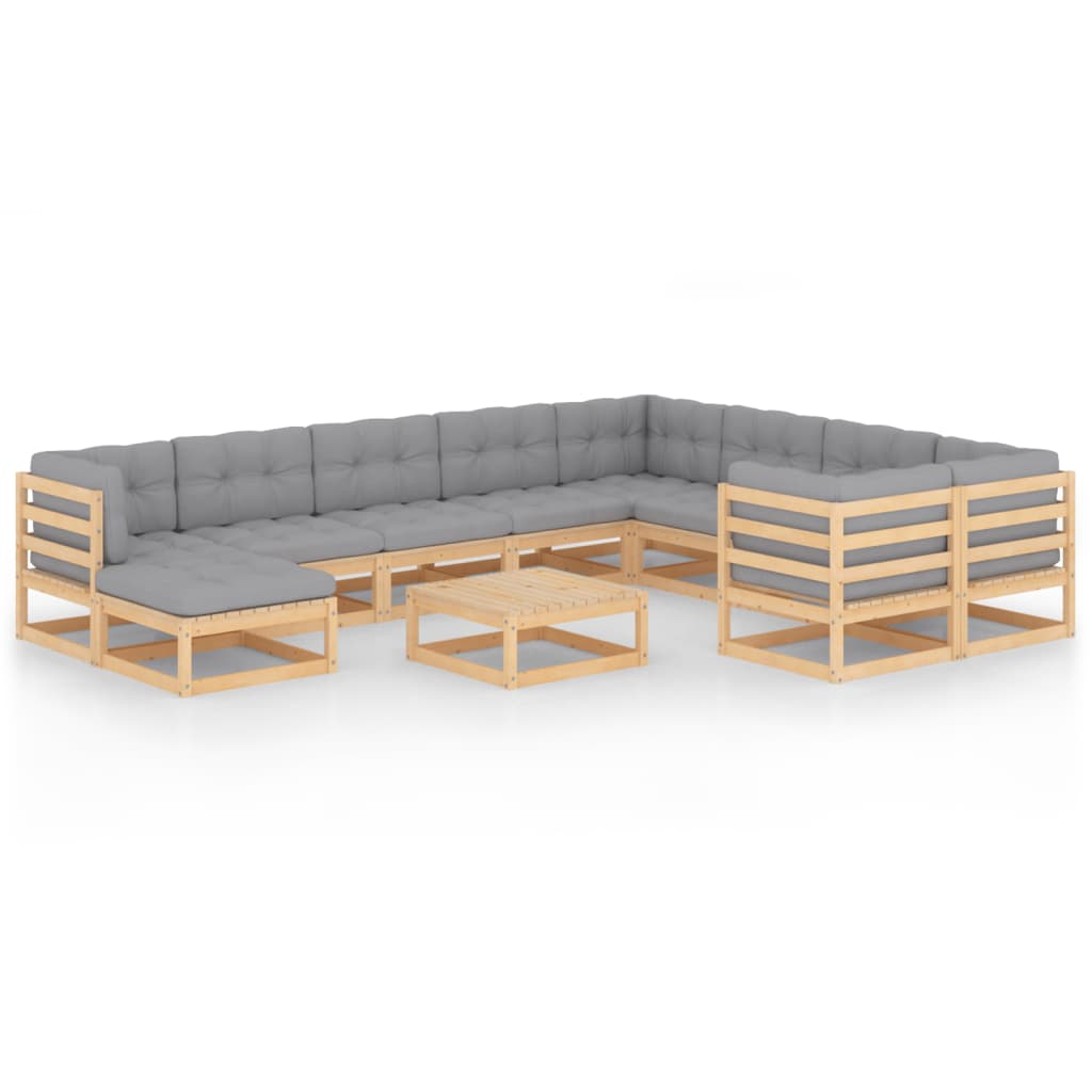 vidaXL 11 pcs conjunto lounge de jardim pinho maciço