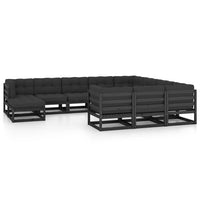 vidaXL 11 pcs conjunto lounge de jardim c/ almofadões pinho maciço