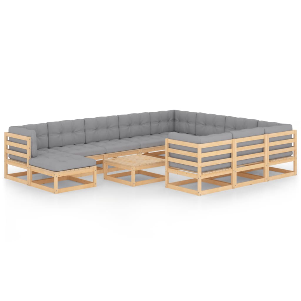 vidaXL 12 pcs conjunto lounge de jardim pinho maciço