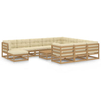 vidaXL 12 pcs conjunto lounge de jardim pinho maciço