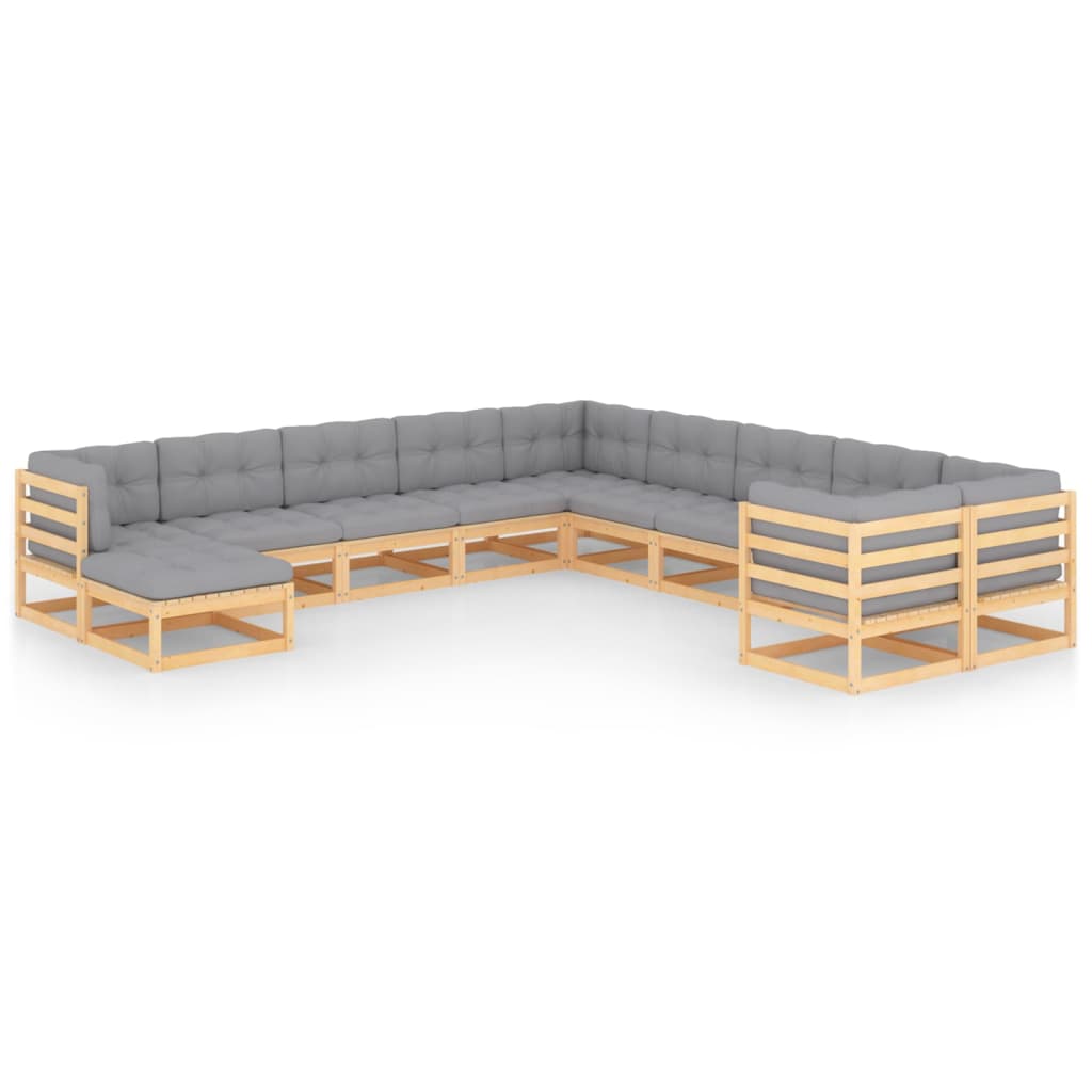 vidaXL 11 pcs conjunto lounge de jardim pinho maciço