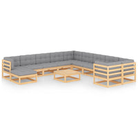 vidaXL 12 pcs conjunto lounge de jardim pinho maciço