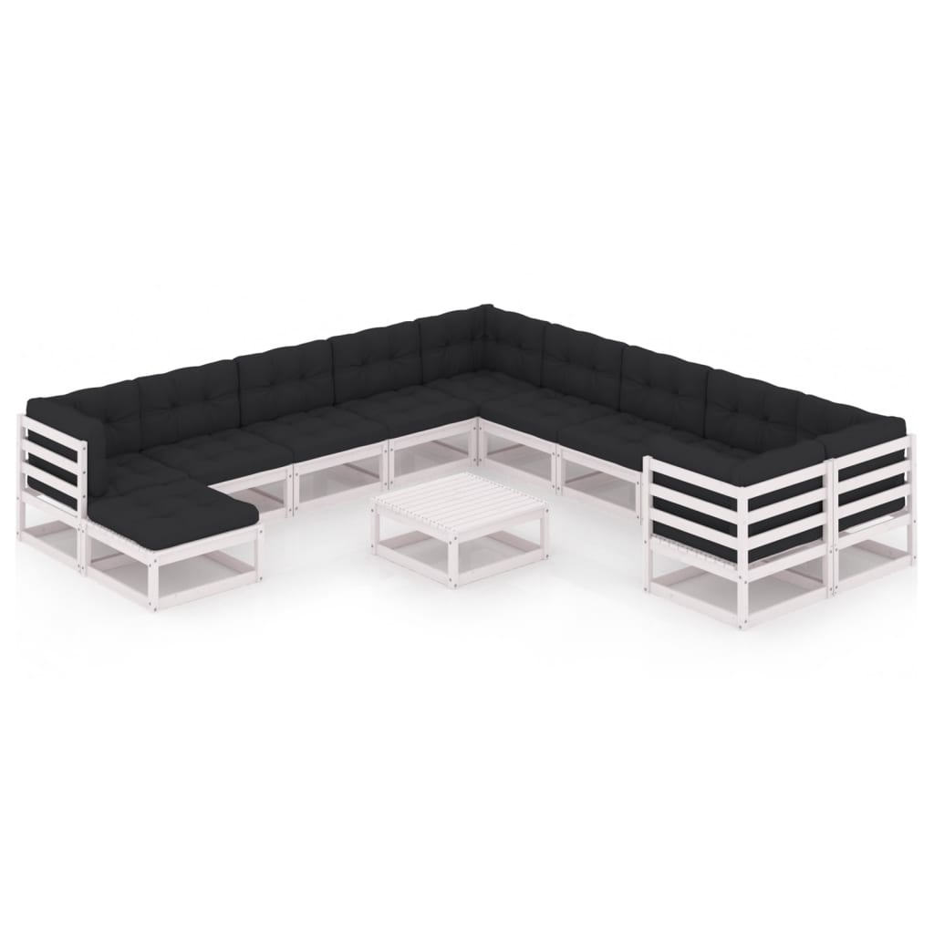 vidaXL 12 pcs conjunto lounge de jardim pinho maciço