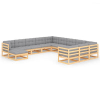 vidaXL 12 pcs conjunto lounge de jardim pinho maciço