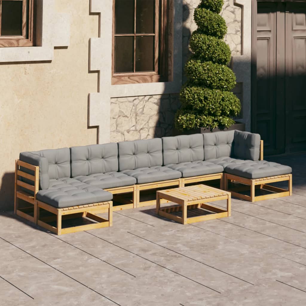 vidaXL 8 pcs conjunto lounge de jardim pinho maciço