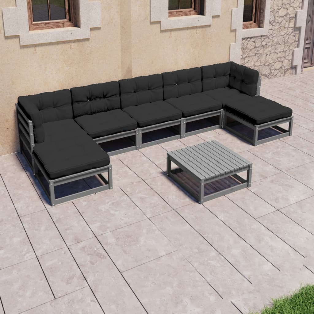 vidaXL 8 pcs conjunto lounge de jardim pinho maciço