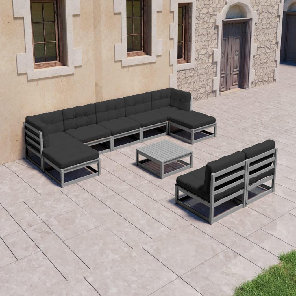 vidaXL 10 pcs conjunto lounge de jardim pinho maciço