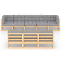 vidaXL 8 pcs conjunto lounge de jardim c/ almofadões pinho maciço