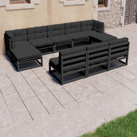 vidaXL 8 pcs conjunto lounge de jardim c/ almofadões pinho maciço