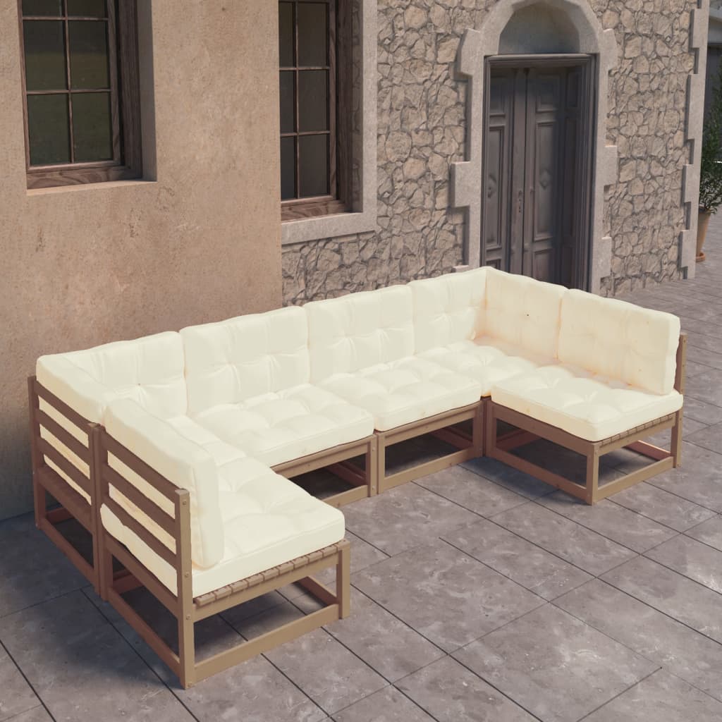 vidaXL 6 pcs conjunto lounge de jardim pinho maciço