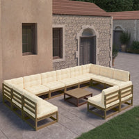 vidaXL 13 pcs conj. lounge jardim c/ almofadões antracite pinho maciço