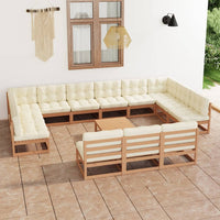 vidaXL 14 pcs conjunto lounge de jardim pinho maciço