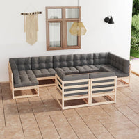 vidaXL 9 pcs conjunto lounge de jardim pinho maciço