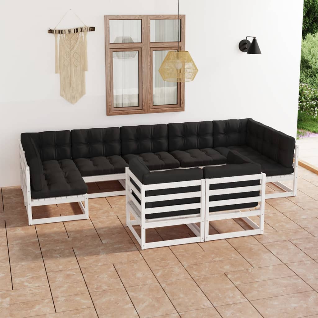vidaXL 9 pcs conjunto lounge de jardim pinho maciço