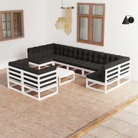 vidaXL 10 pcs conjunto lounge de jardim c/ almofadões pinho maciço