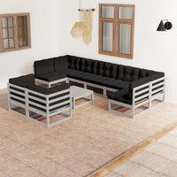 vidaXL 10 pcs conjunto lounge de jardim c/ almofadões pinho maciço