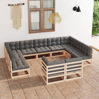 vidaXL 11 pcs conjunto lounge de jardim pinho maciço