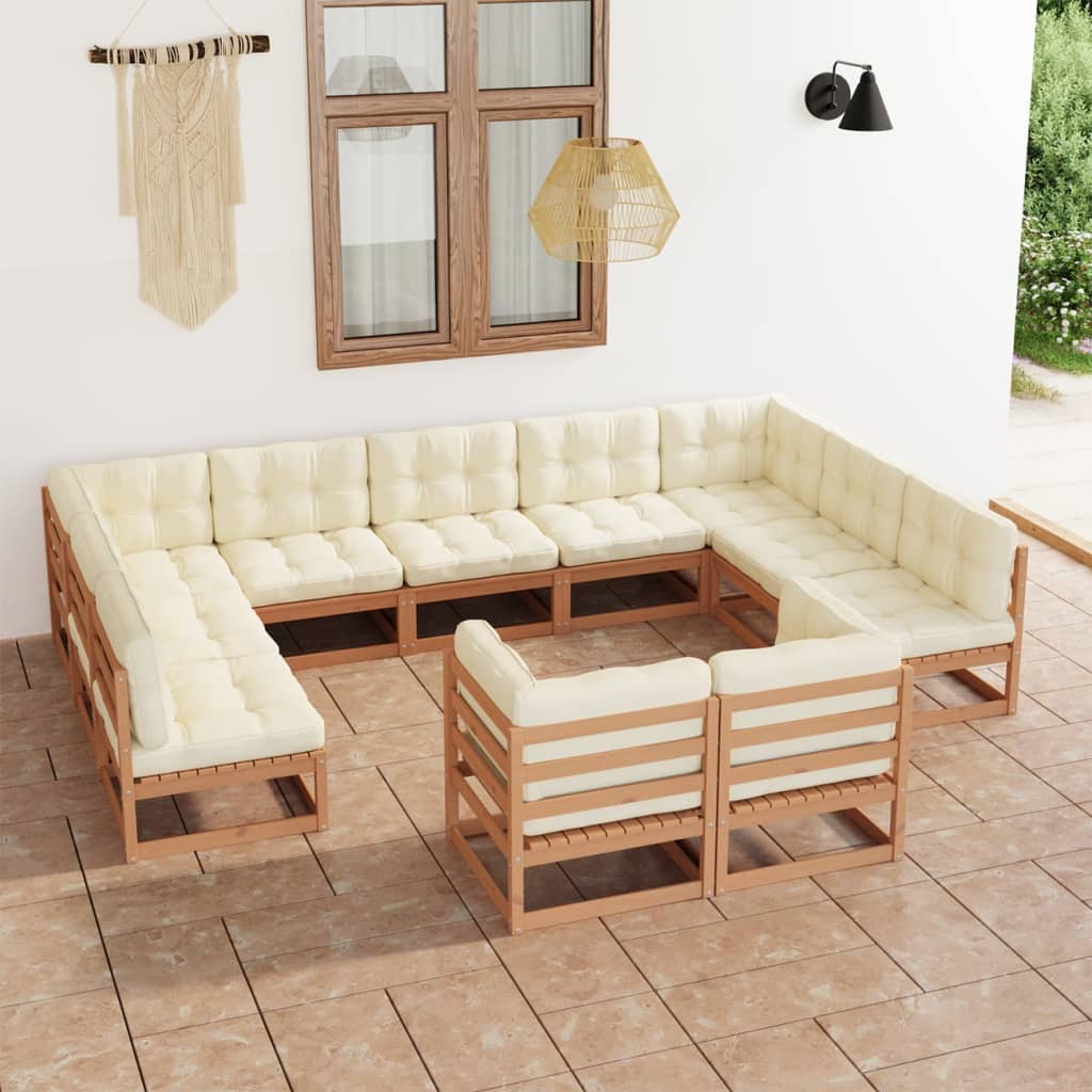 vidaXL 11 pcs conjunto lounge de jardim pinho maciço