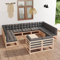 vidaXL 12 pcs conjunto lounge de jardim pinho maciço