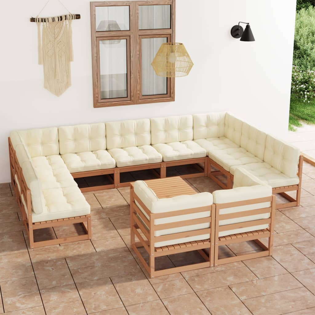 vidaXL 12 pcs conjunto lounge de jardim pinho maciço
