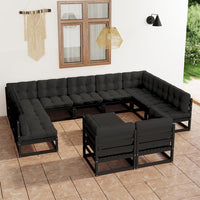 vidaXL 12 pcs conjunto lounge de jardim pinho maciço
