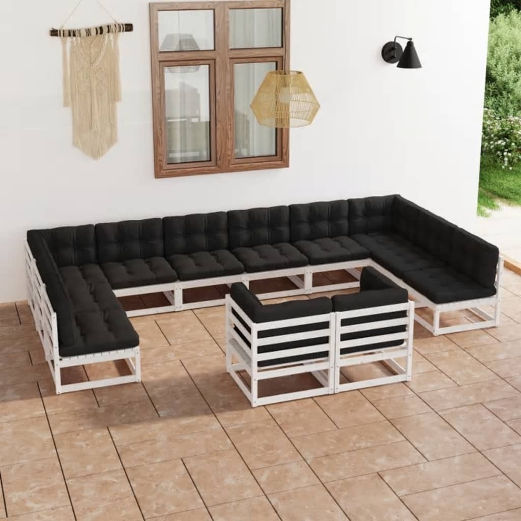 vidaXL 12 pcs conjunto lounge de jardim pinho maciço