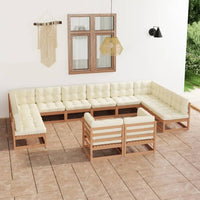 vidaXL 12 pcs conjunto lounge de jardim pinho maciço