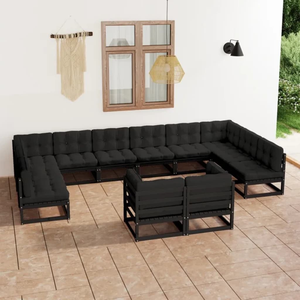 vidaXL 12 pcs conjunto lounge de jardim pinho maciço