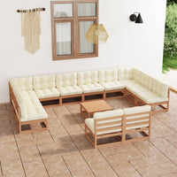 vidaXL 13 pcs conjunto lounge de jardim pinho maciço