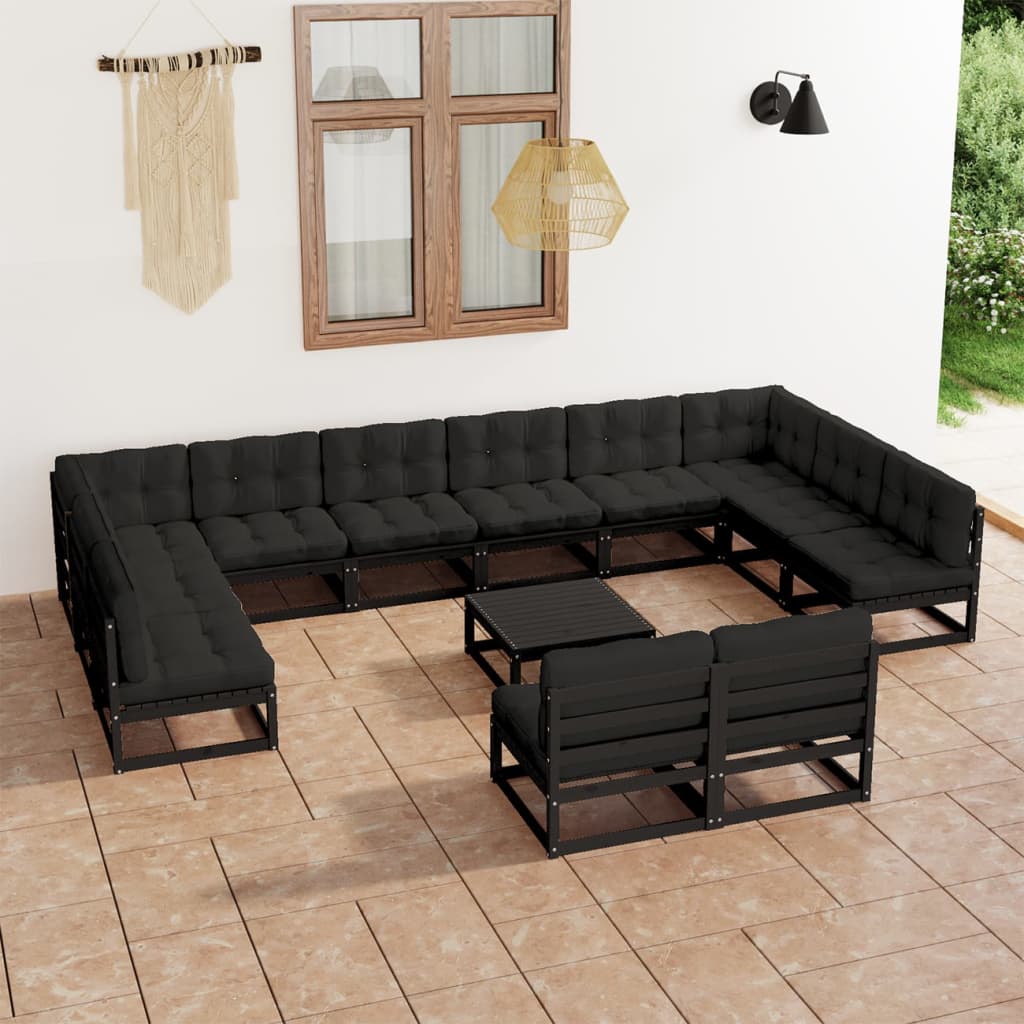 vidaXL 13 pcs conjunto lounge de jardim pinho maciço