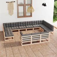 vidaXL 13 pcs conjunto lounge de jardim pinho maciço