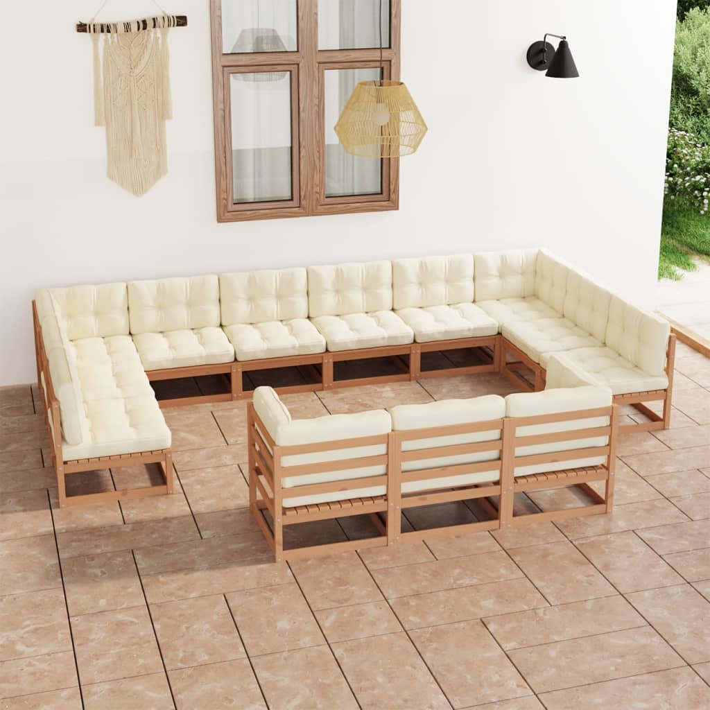 vidaXL 13 pcs conjunto lounge de jardim pinho maciço