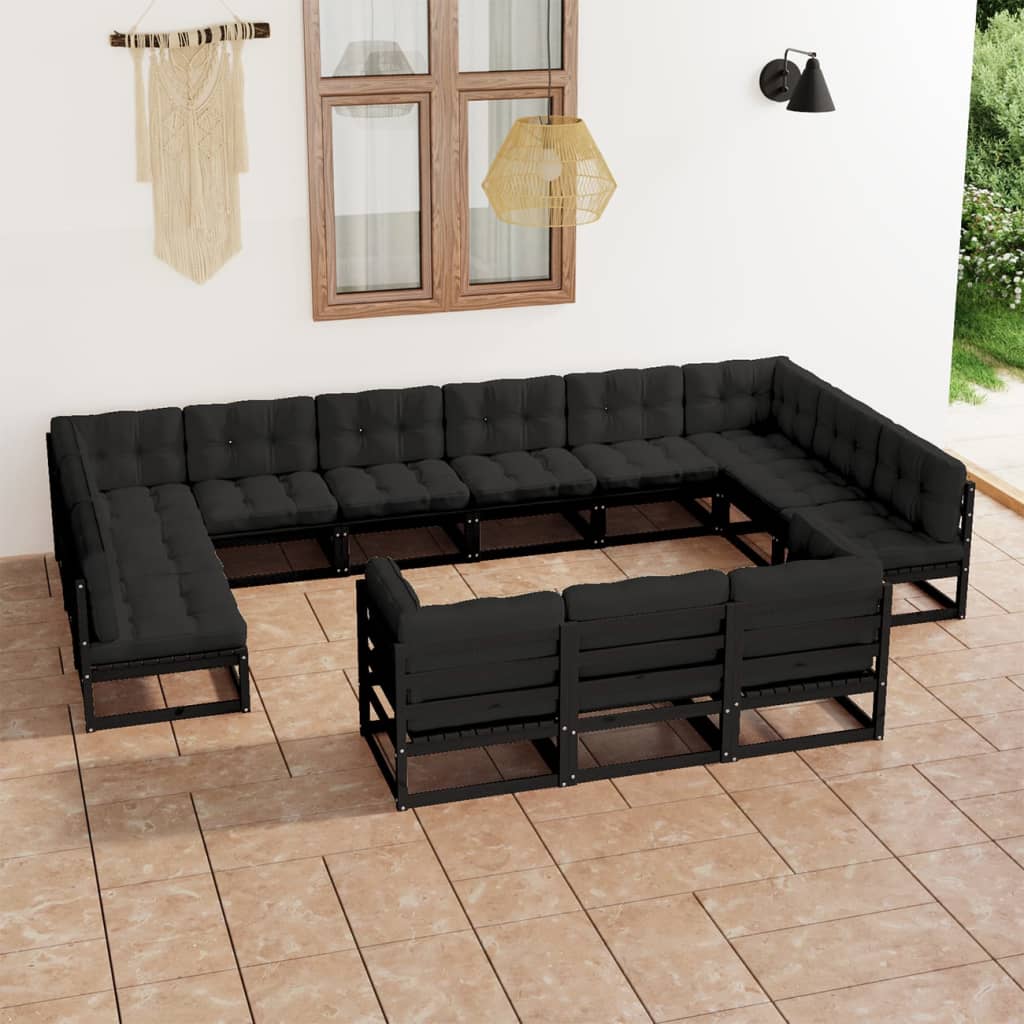 vidaXL 13 pcs conjunto lounge de jardim pinho maciço