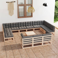 vidaXL 14 pcs conjunto lounge de jardim pinho maciço