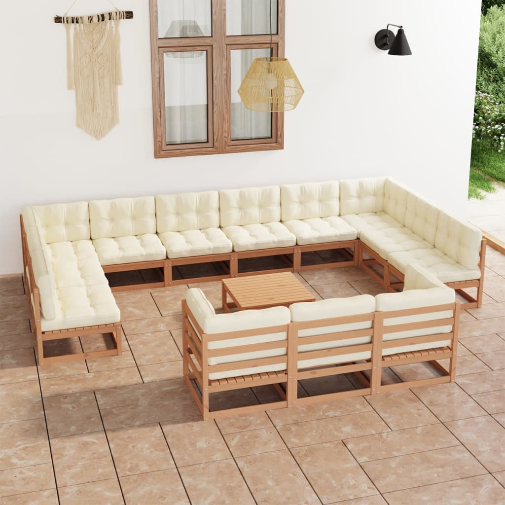 vidaXL 14 pcs conjunto lounge de jardim pinho maciço